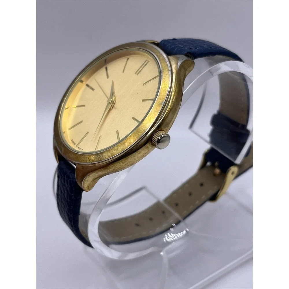 Francesca's Women's Quartz Watch Gold Tone Blue Band 9756- New Battery‎